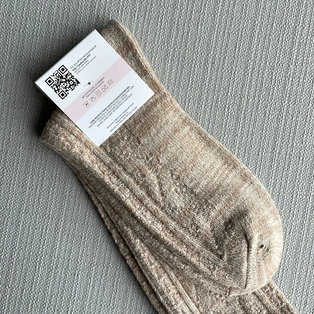 Pudus cozy sweater socks beige one sized mid-calf